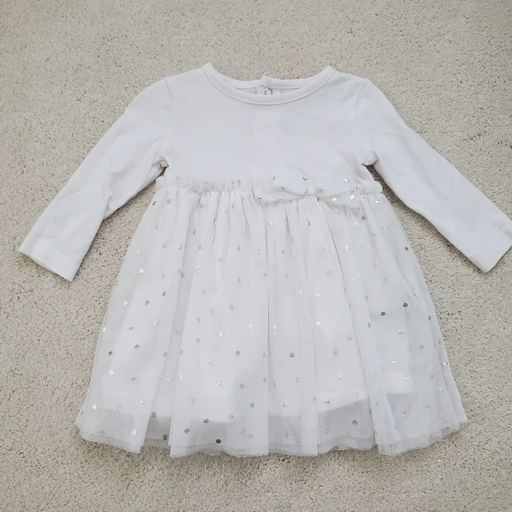 Carter's Baby Girl Long Sleeve Tulle Polka Dot Dress sz6m